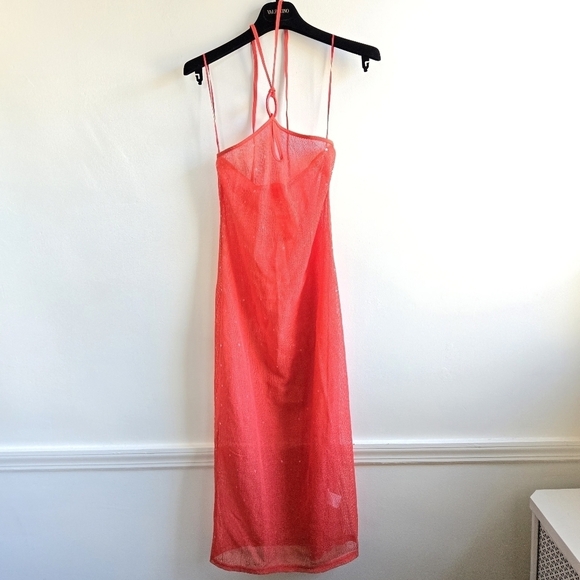 New Solid & Striped The Sequined Samar Coral Red Mesh Beach Swim Cover-Up NWT XS - Picture 7 of 12